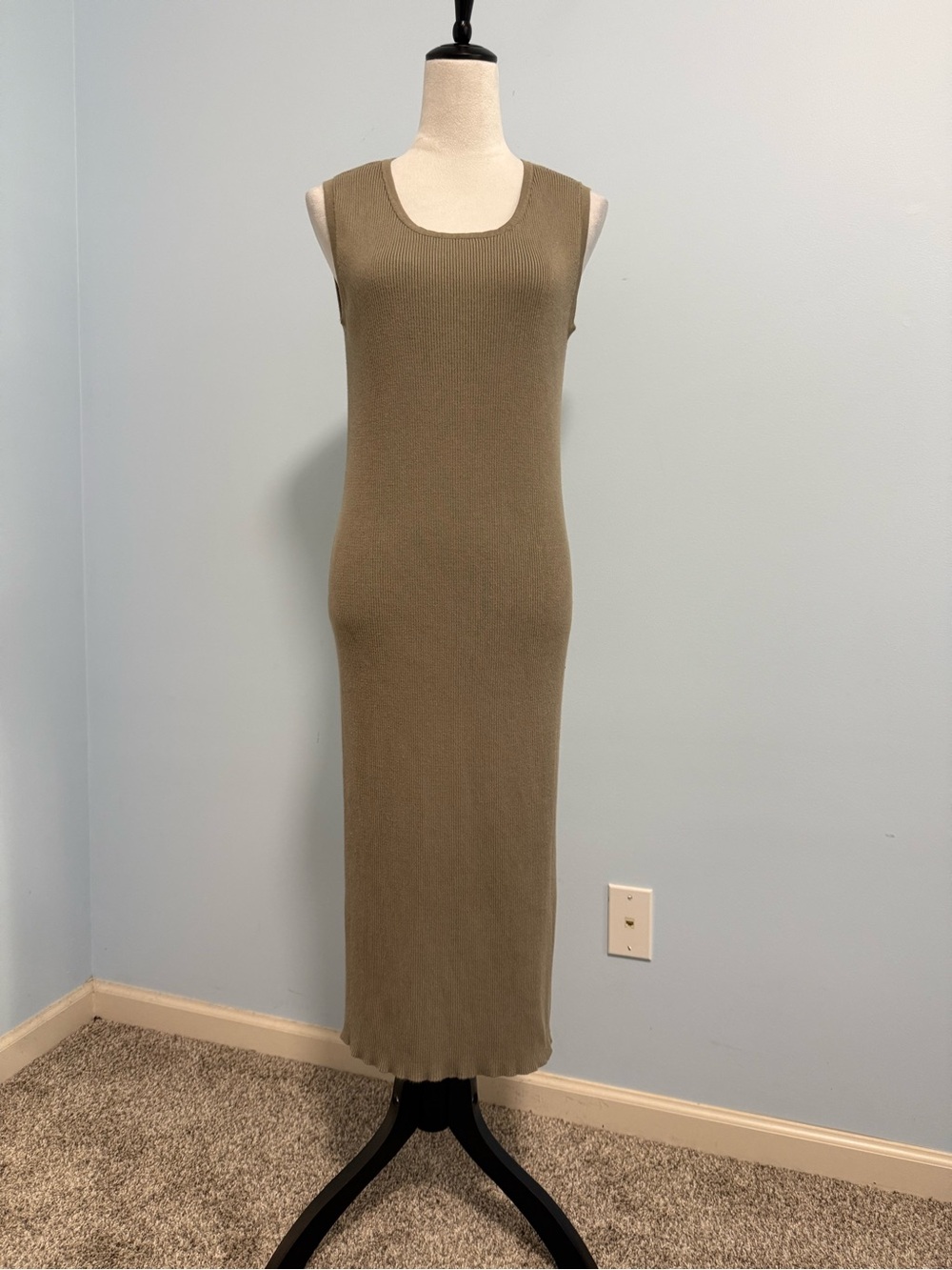 Magaschoni Women’s Ribbed Knit Green Tank Dress Size XL